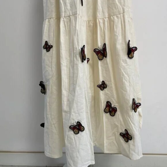 Agua By Agua Bendita Lima Embroidered Butterfly Linen Maxi Dress - Picture 7 of 11